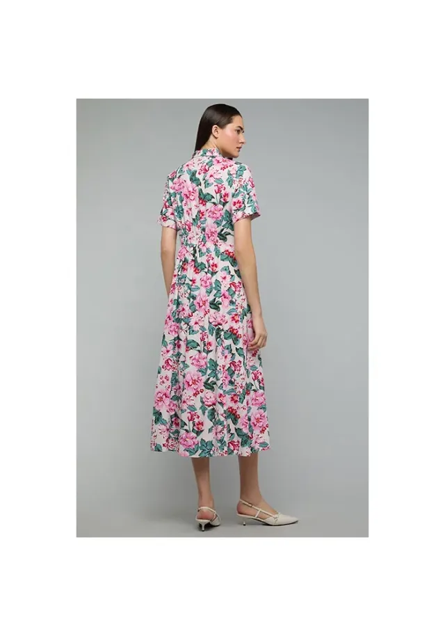 Floral Print Shirt Dress with Short Sleeves – image 5