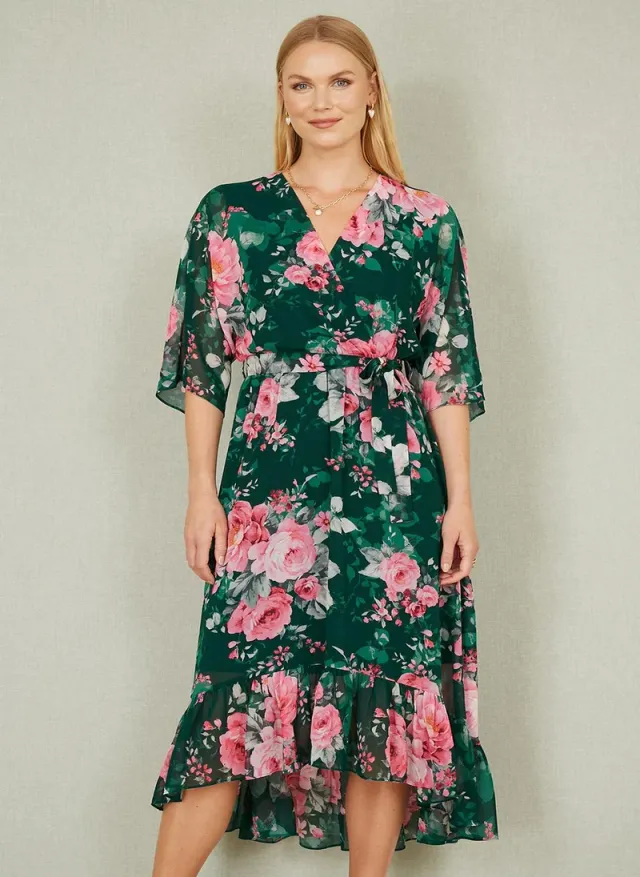 Floral Chiffon Midi Dress