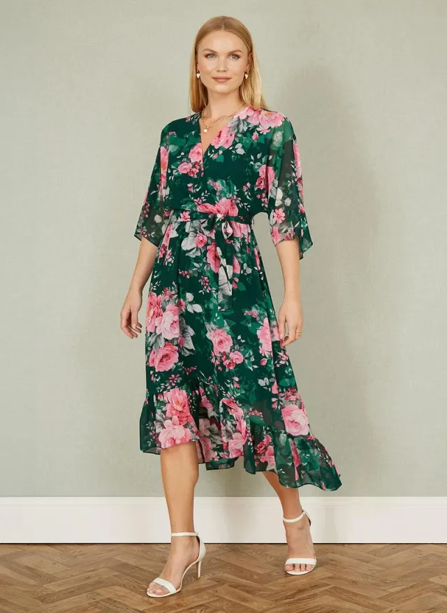 Floral Chiffon Midi Dress – image 2