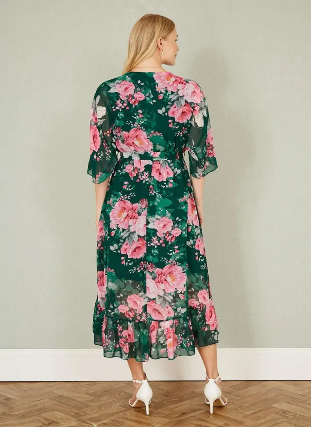 Floral Chiffon Midi Dress – image 3
