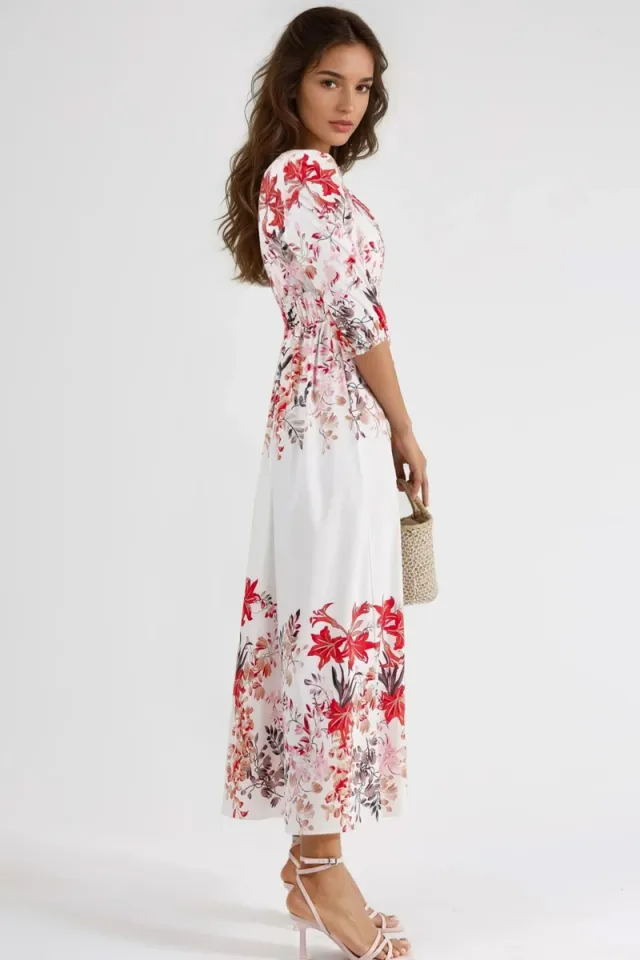 Floral V-neck Maxi Dress – صورة 3
