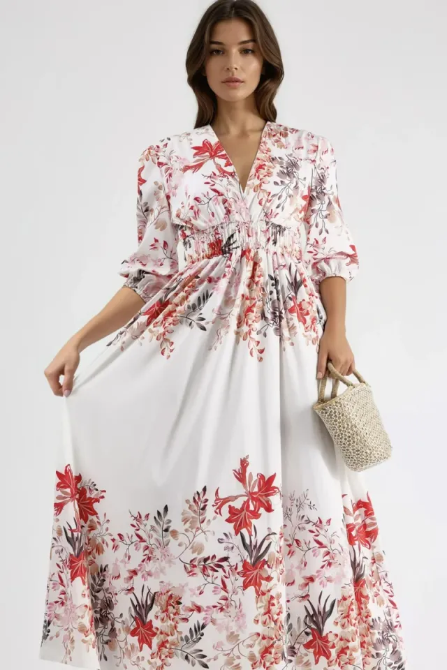 Floral V-neck Maxi Dress – صورة 4