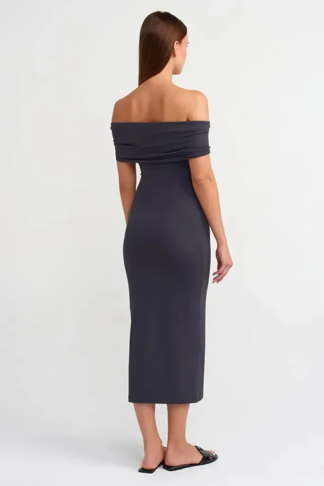 DILVIN Off-Shoulder Bodycon Midi Dress – صورة 2