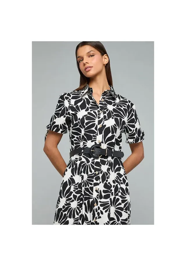 Floral Printed Shirt Dress with Short Sleeves – image 2