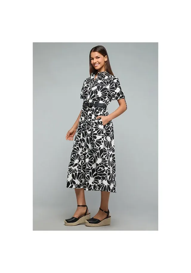 Floral Printed Shirt Dress with Short Sleeves – image 3