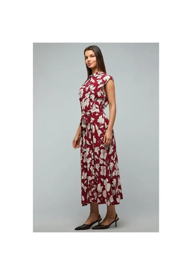 Printed Shirt Dress with Cap Sleeves – image 2