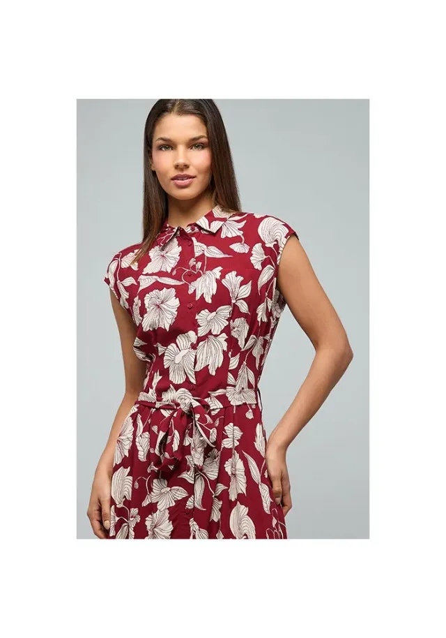 Printed Shirt Dress with Cap Sleeves – image 3