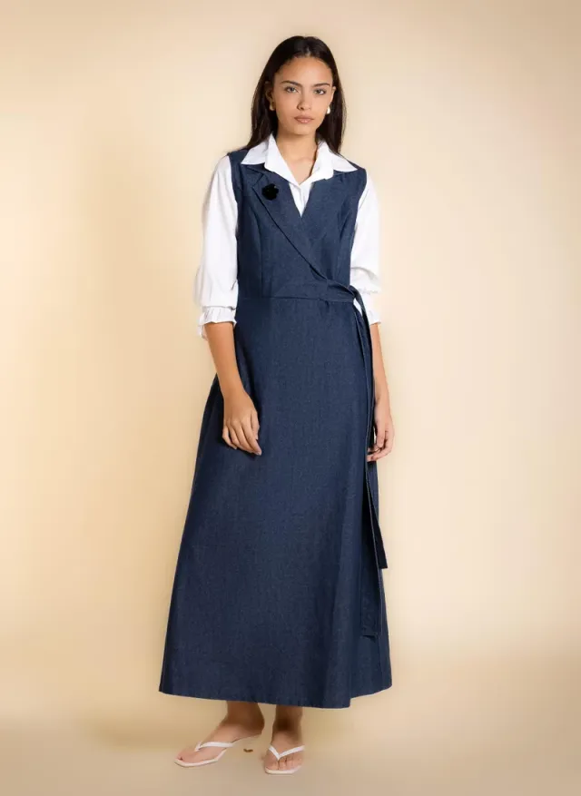 MAXI DENIM DRESS WITH BELT