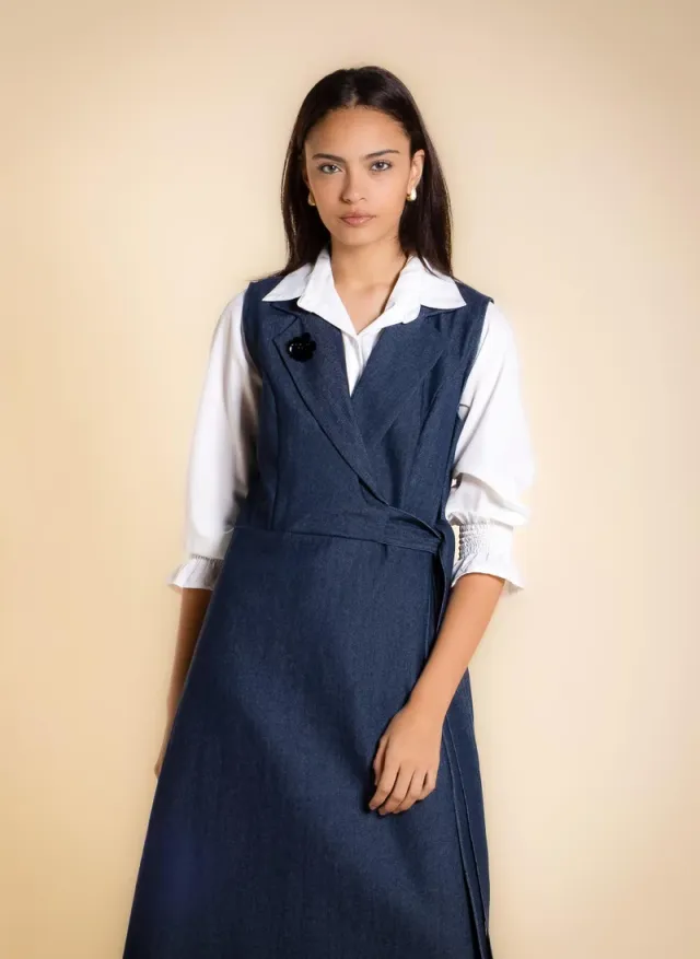 MAXI DENIM DRESS WITH BELT – صورة 2