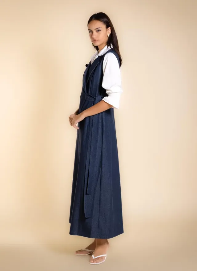 MAXI DENIM DRESS WITH BELT – صورة 3