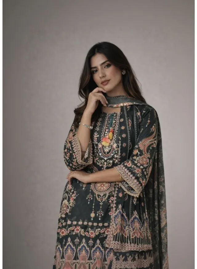 Royal Green Silk Blend Sharara Set | Women’s Ethnic Wear – image 3