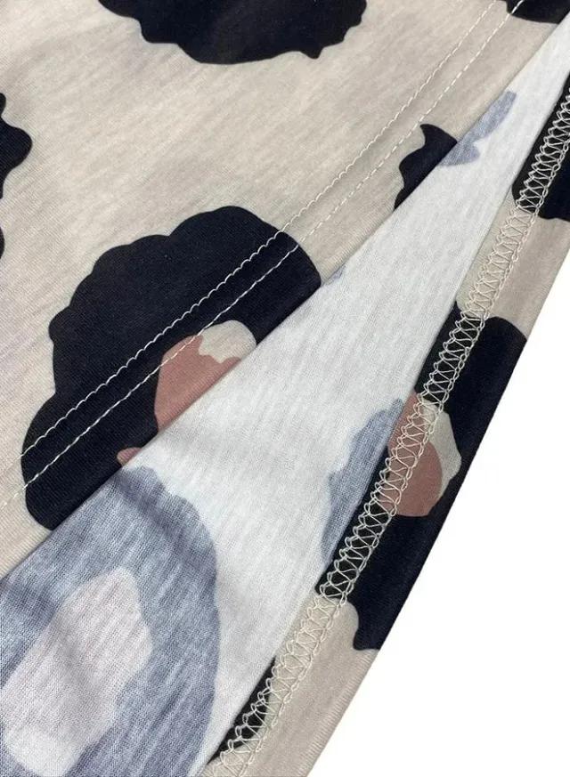 Women's Graphic Printed V Neck Long Sleeve Mini Dress – image 7