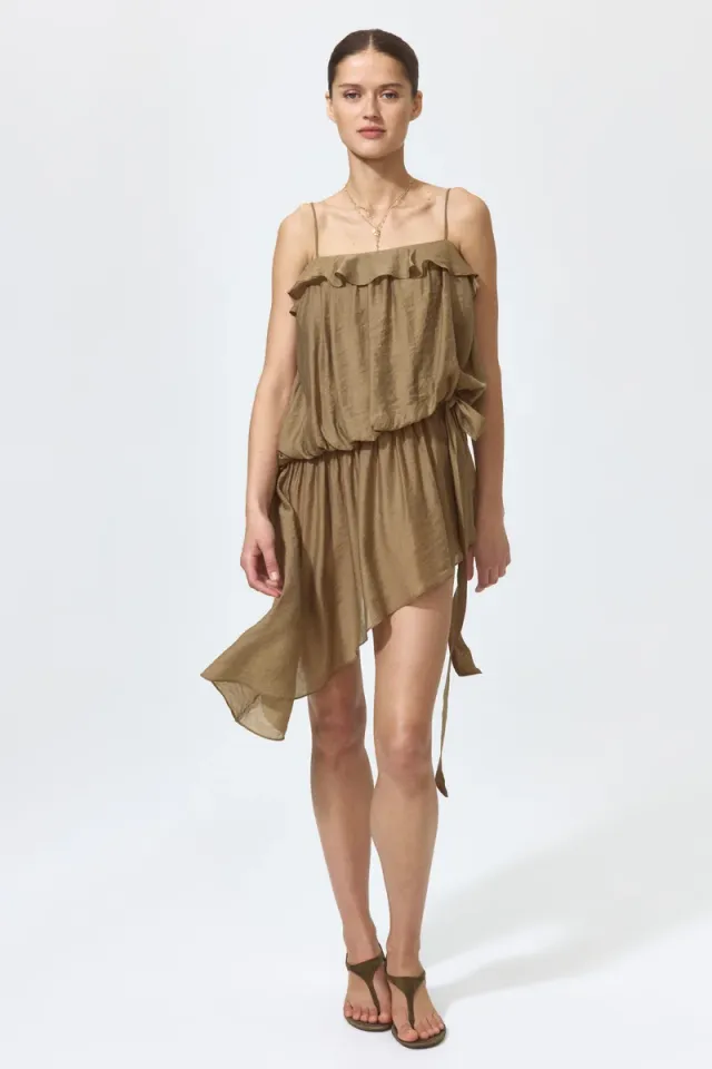 Asymmetric flounce-trimmed dress – image 2