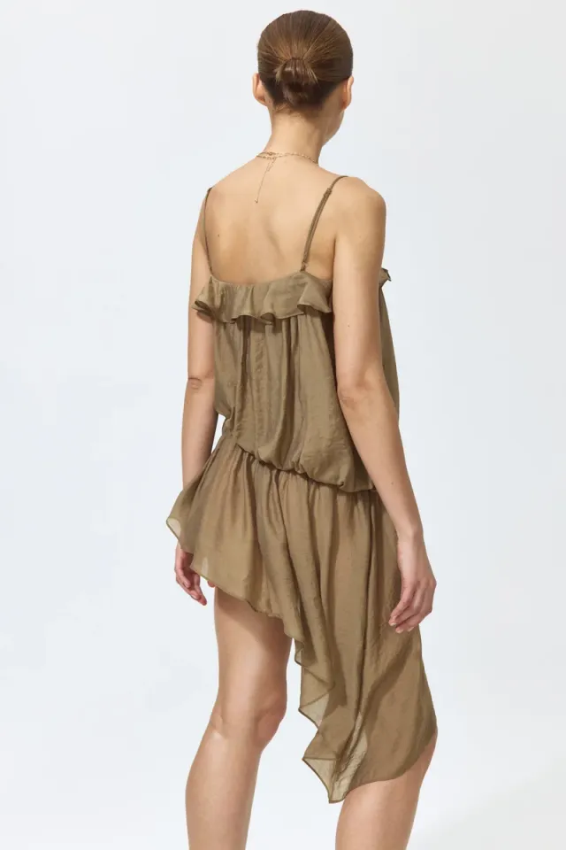 Asymmetric flounce-trimmed dress – image 5