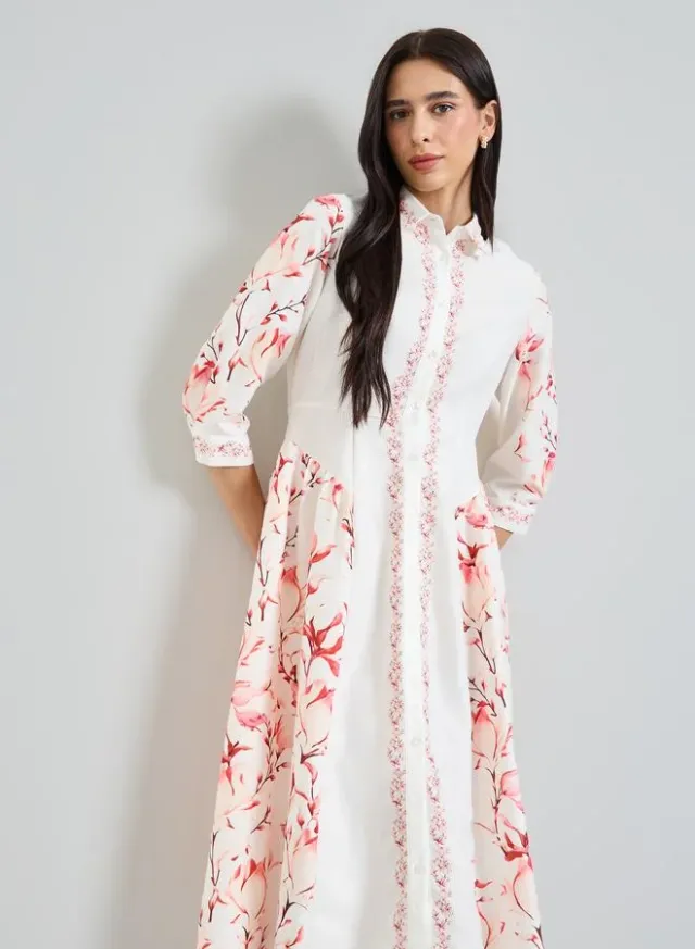 Off-White Floral Shirt Midi Dress – image 2