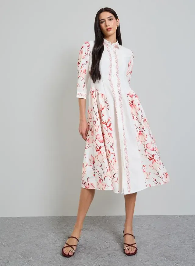 Off-White Floral Shirt Midi Dress – image 3
