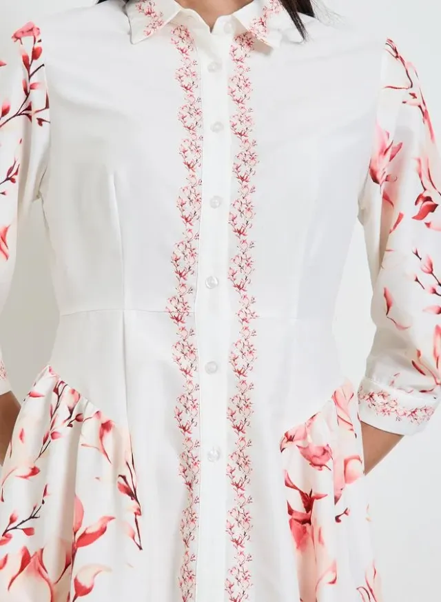 Off-White Floral Shirt Midi Dress – image 4