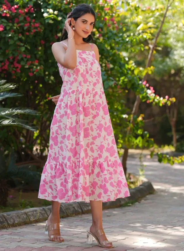 Floral Cotton Midi Dress