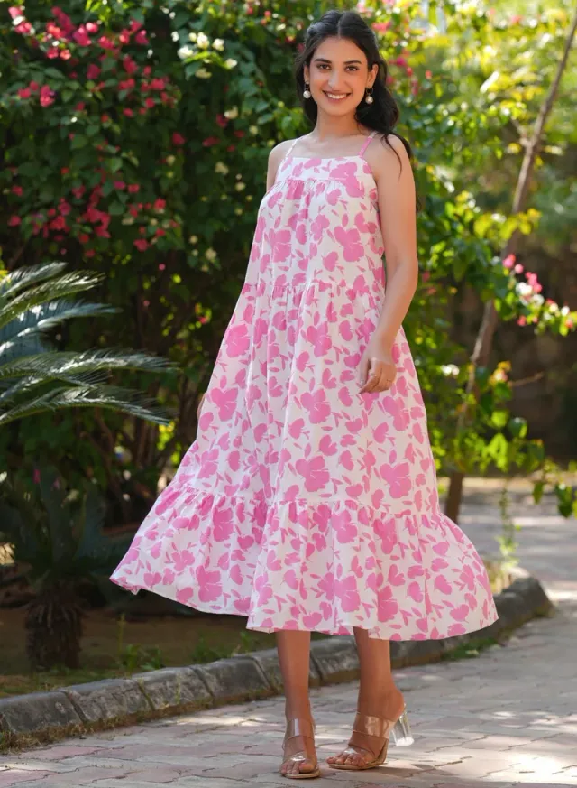 Floral Cotton Midi Dress – image 2