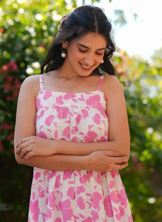 Floral Cotton Midi Dress – image 3