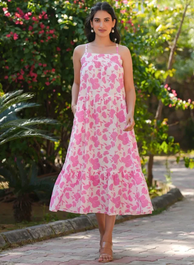 Floral Cotton Midi Dress – image 4