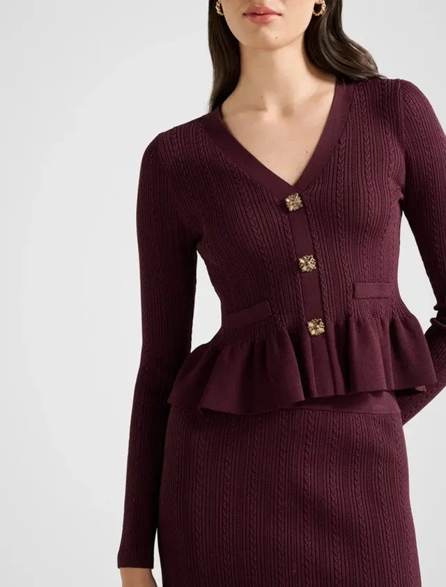Kn7539-Plum Women's Cardigan – صورة 4