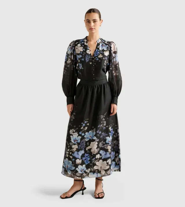 LIZZY Placement Printed Midi Skirt