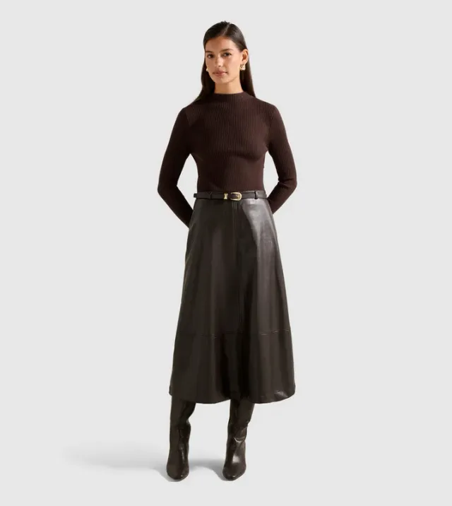 Brooklyn PU A Line Midi Dress
