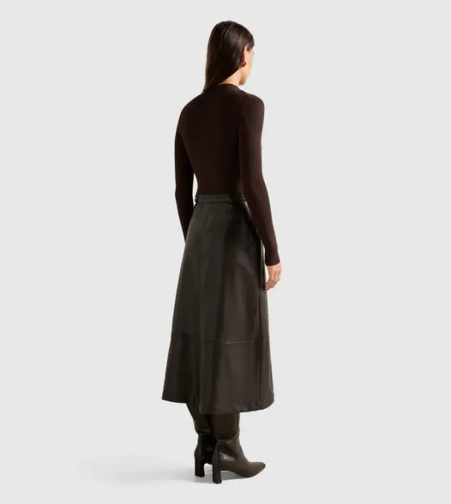 Brooklyn PU A Line Midi Dress – صورة 3