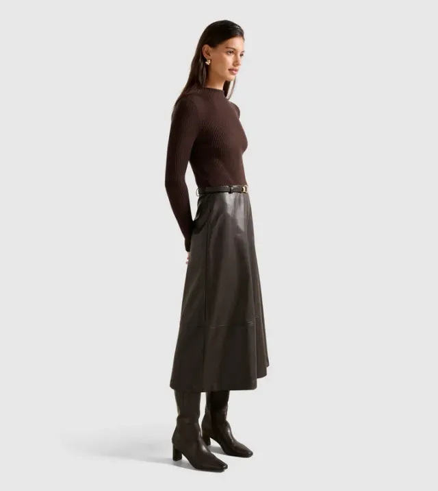 Brooklyn PU A Line Midi Dress – صورة 5