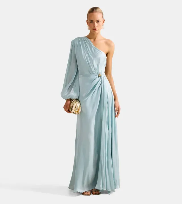 NEVE One Shoulder Draped Evening Dress