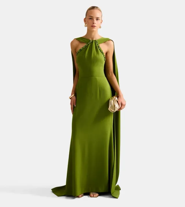 ABIGAIL Embellished Cape Detail Evening Dress – صورة 2