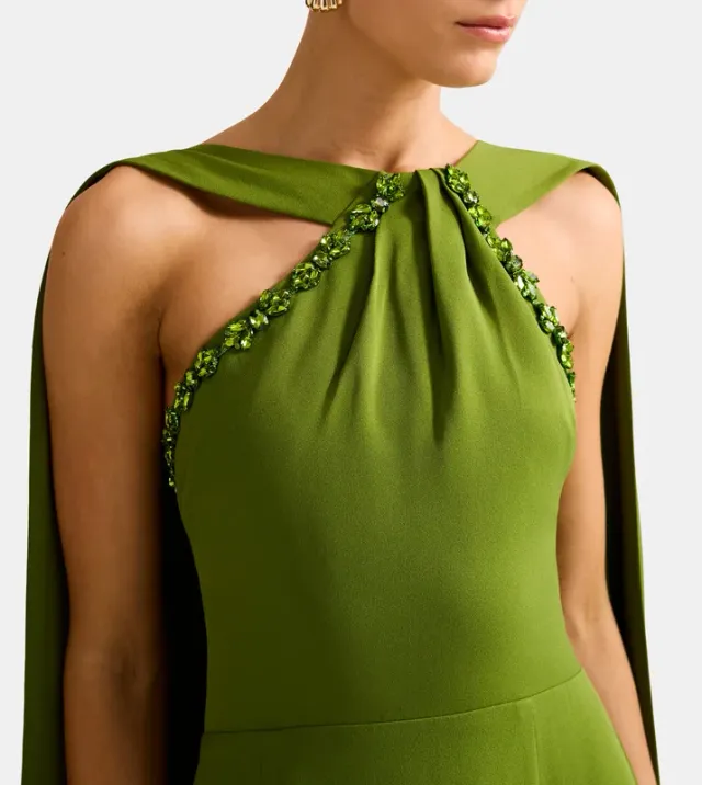 ABIGAIL Embellished Cape Detail Evening Dress – image 4