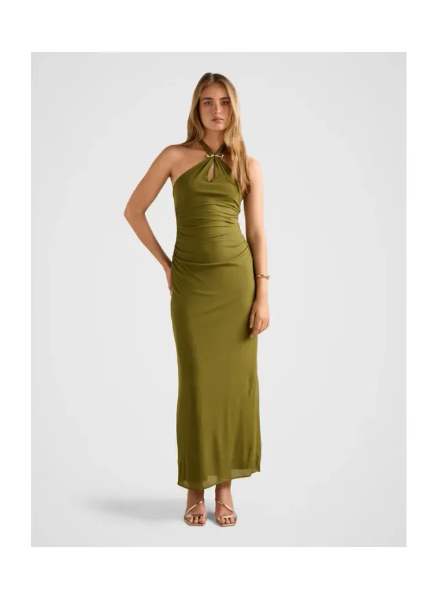 Jayni Halter Hardware Midi Dress