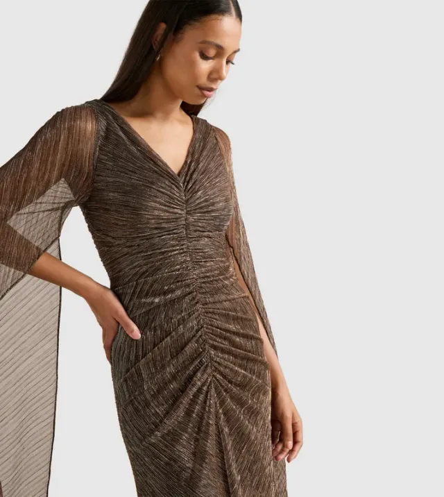 MONIQUE V-Neck Cape Sleeves Evening Dress – صورة 3