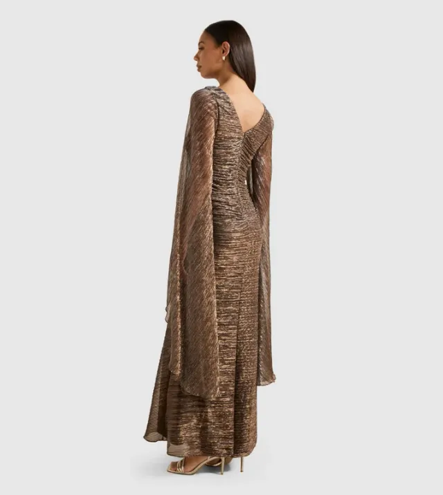 MONIQUE V-Neck Cape Sleeves Evening Dress – صورة 2