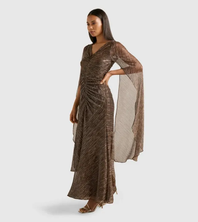 MONIQUE V-Neck Cape Sleeves Evening Dress – صورة 4