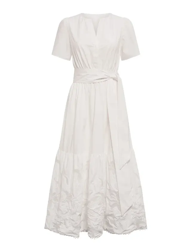 Matilda Embroidered Tie Midi Dress – صورة 7
