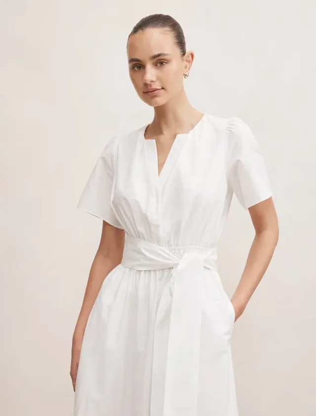 Matilda Embroidered Tie Midi Dress – صورة 3