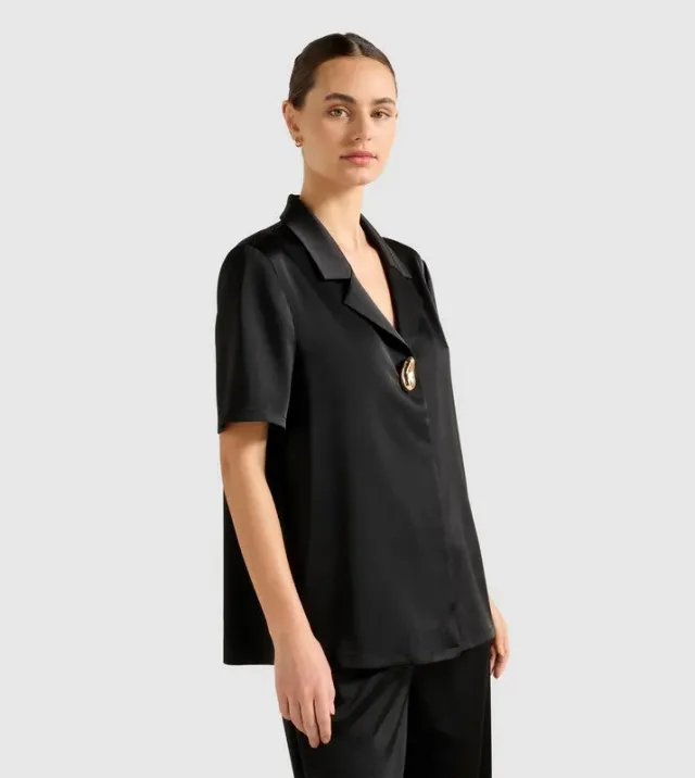 Sh13308-Black Women's Shirt – صورة 5