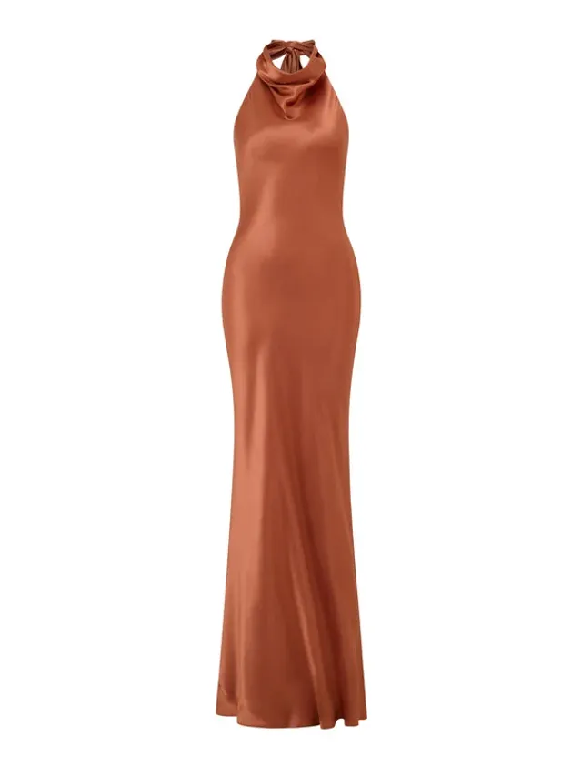 Clementine High Neck Satin Maxi