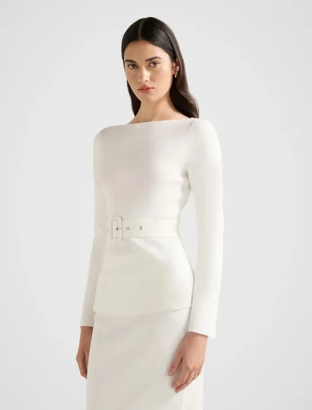 ARABELLA Ribbed Belted Long Sleeves Knit Top – صورة 5