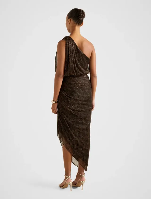 CASSIDY One Shoulder Plisse Midi Party Dress – image 2