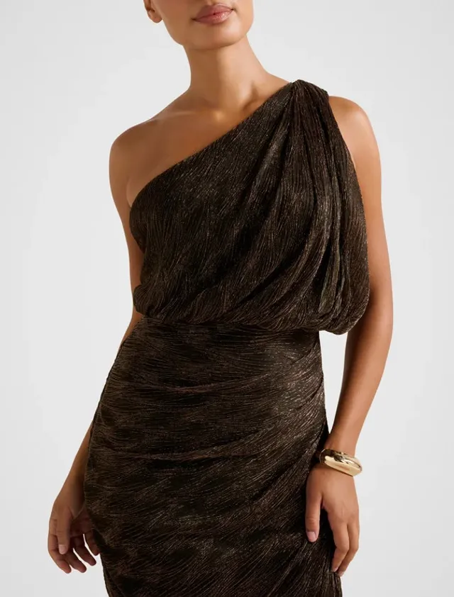 CASSIDY One Shoulder Plisse Midi Party Dress – image 3