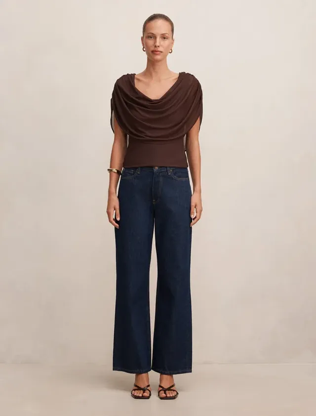 Olivia Draped Mesh Cape Top – image 2