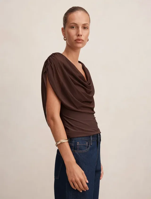 Olivia Draped Mesh Cape Top – image 6