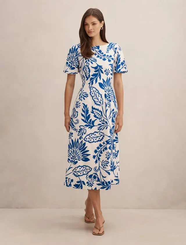 Stephanie Puff Sleeve Midi Dress