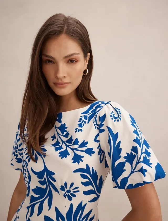 Stephanie Puff Sleeve Midi Dress – صورة 3