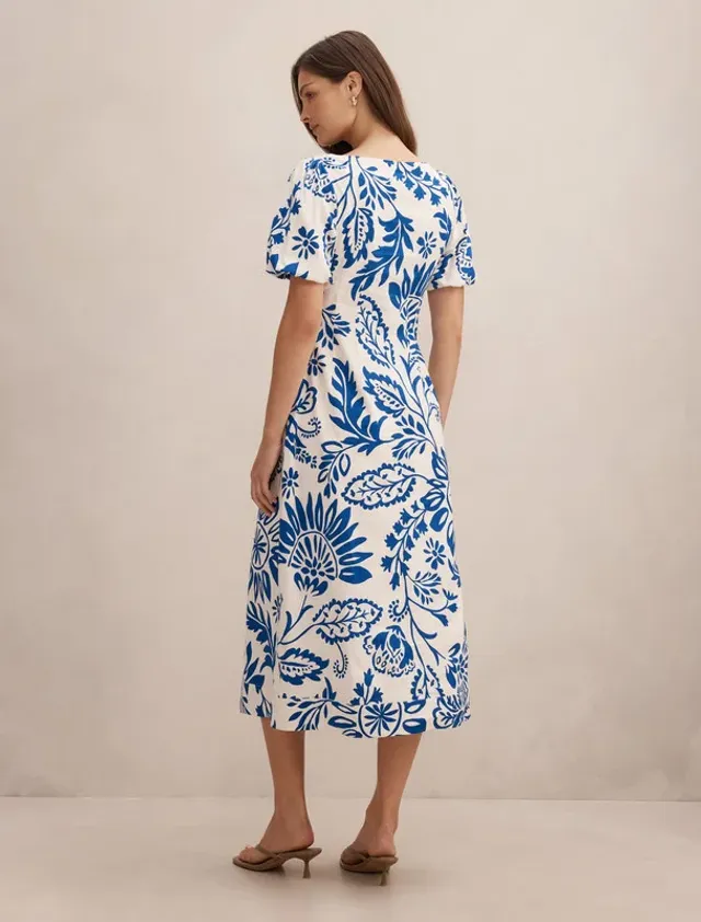 Stephanie Puff Sleeve Midi Dress – صورة 4