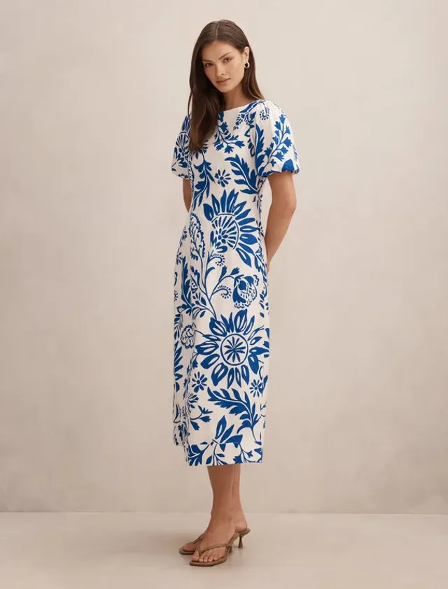 Stephanie Puff Sleeve Midi Dress – صورة 5